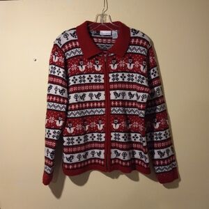 Women's Croft & Barrow Zip Up Christmas Sweater.